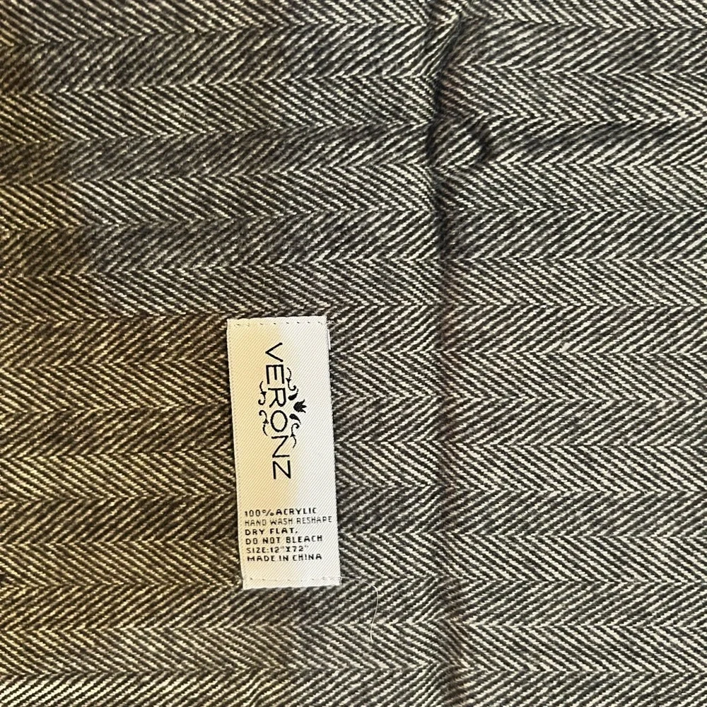 New Gray Striped Scarf with Fringe 62”